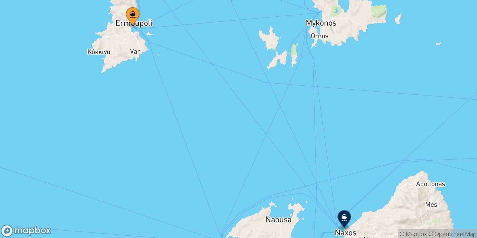 Syros Naxos route map