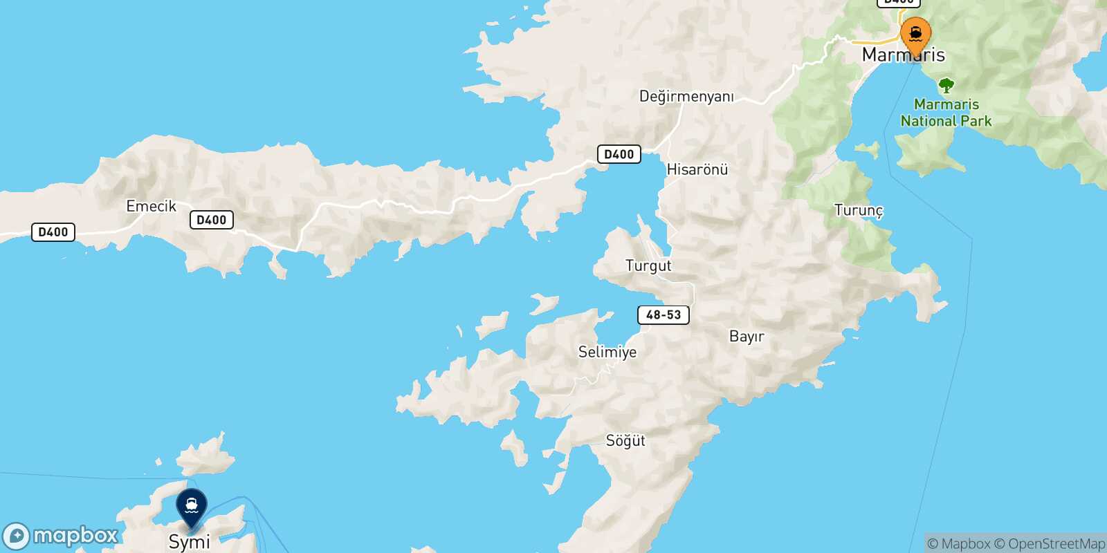 Marmaris Symi route map