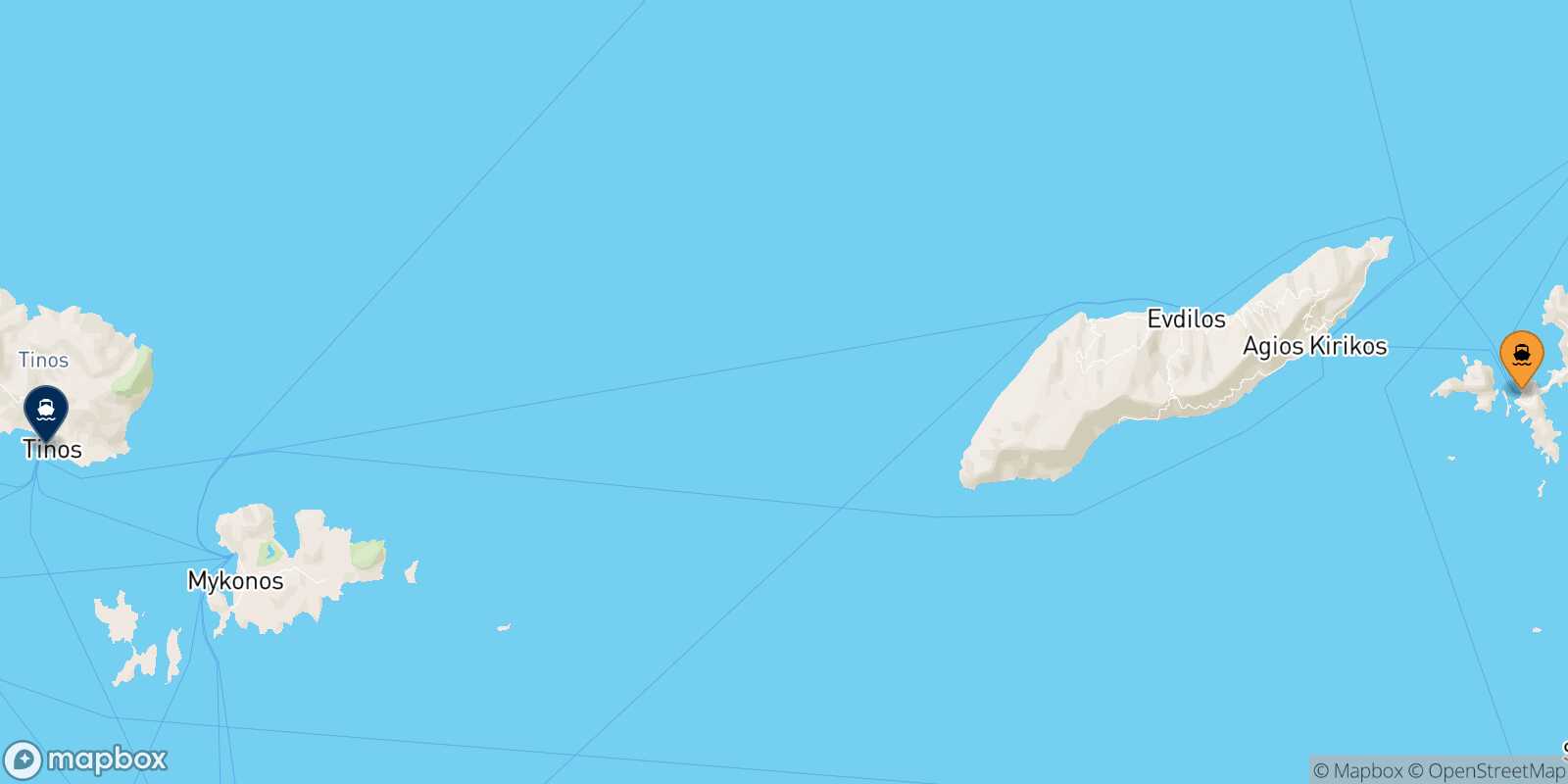 Fourni Tinos route map