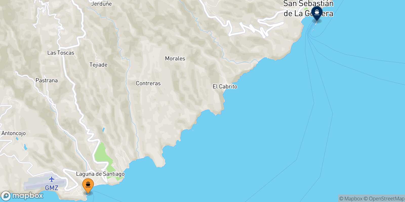 Playa Santiago (La Gomera) San Sebastian De La Gomera route map
