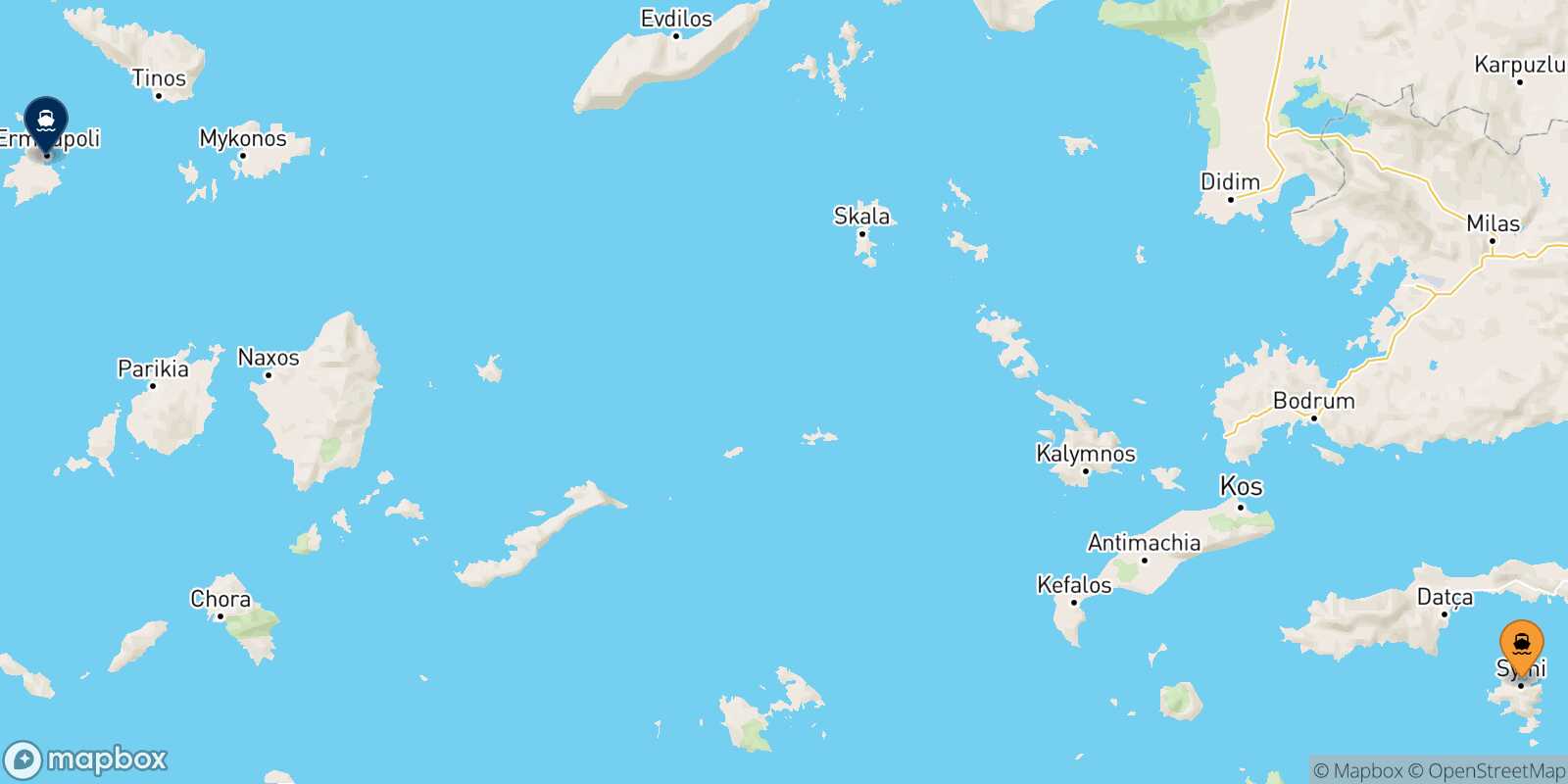 Symi Syros route map
