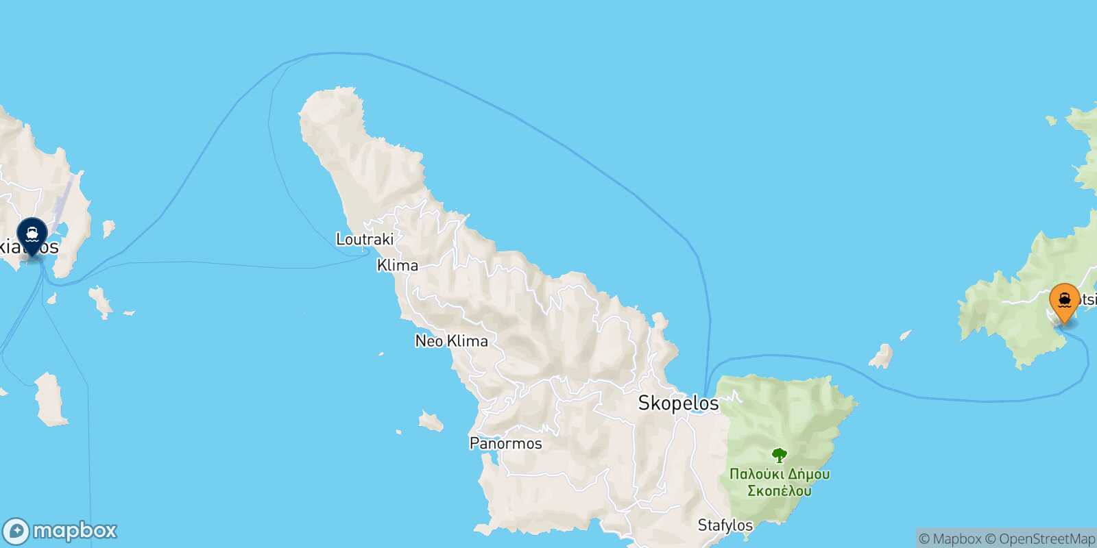 Alonissos Skiathos route map