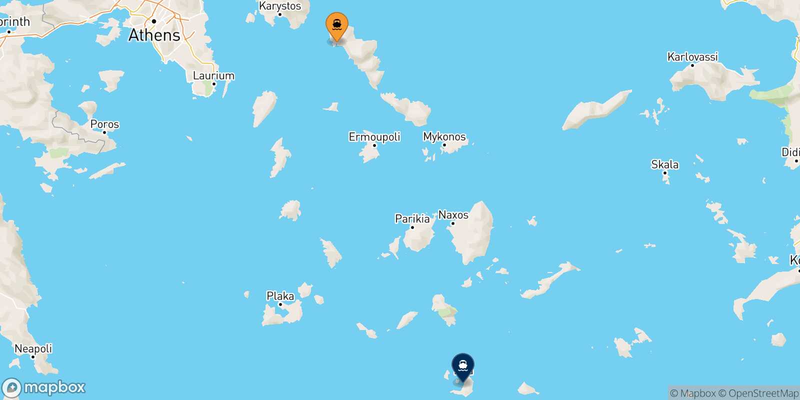 Andros Thira (Santorini) route map