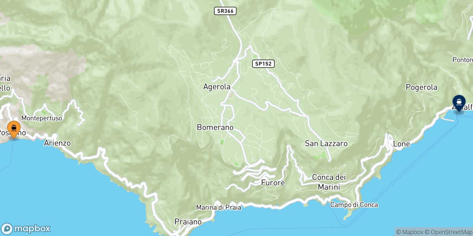 Positano Amalfi route map