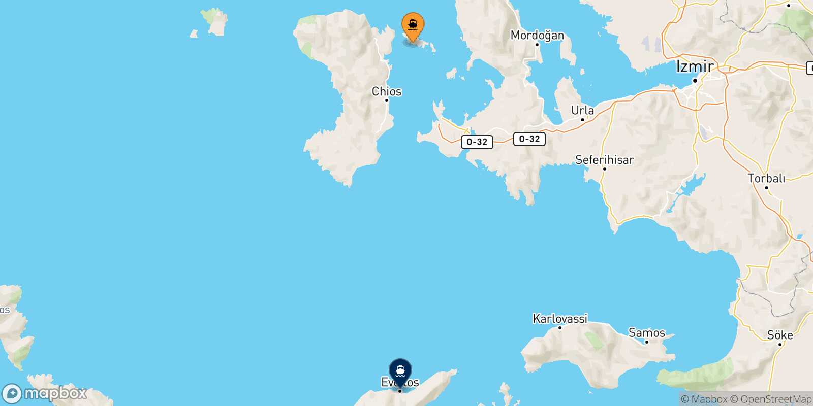 Inousses Agios Kirikos (Ikaria) route map