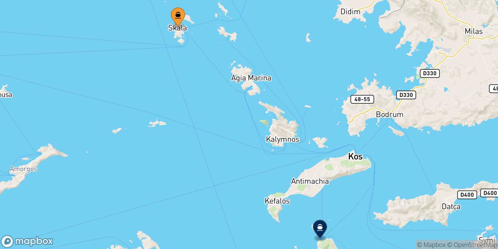 Patmos Nisyros route map