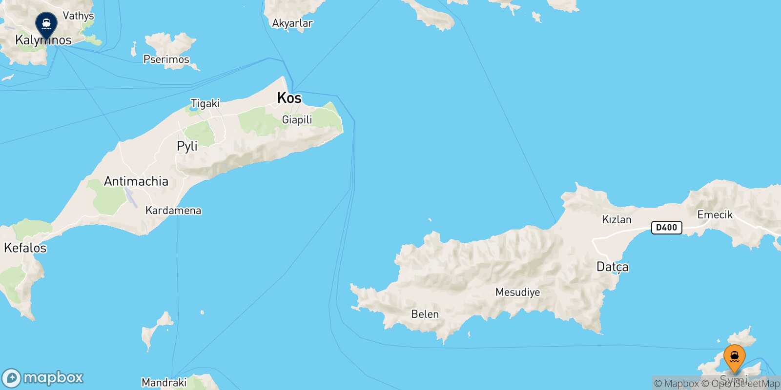 Symi Kalymnos route map