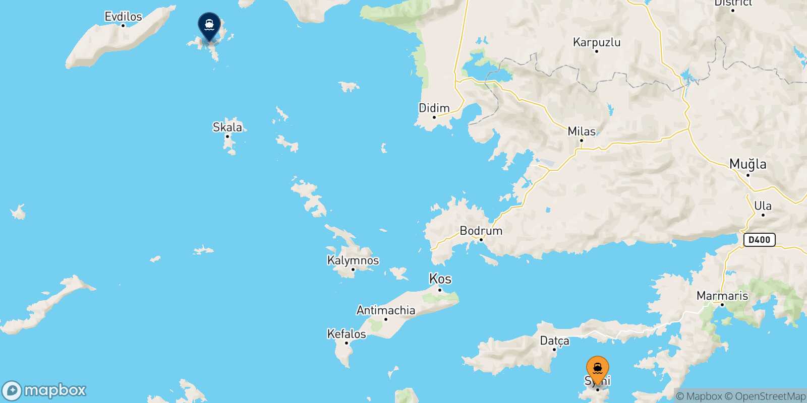 Symi Fourni route map