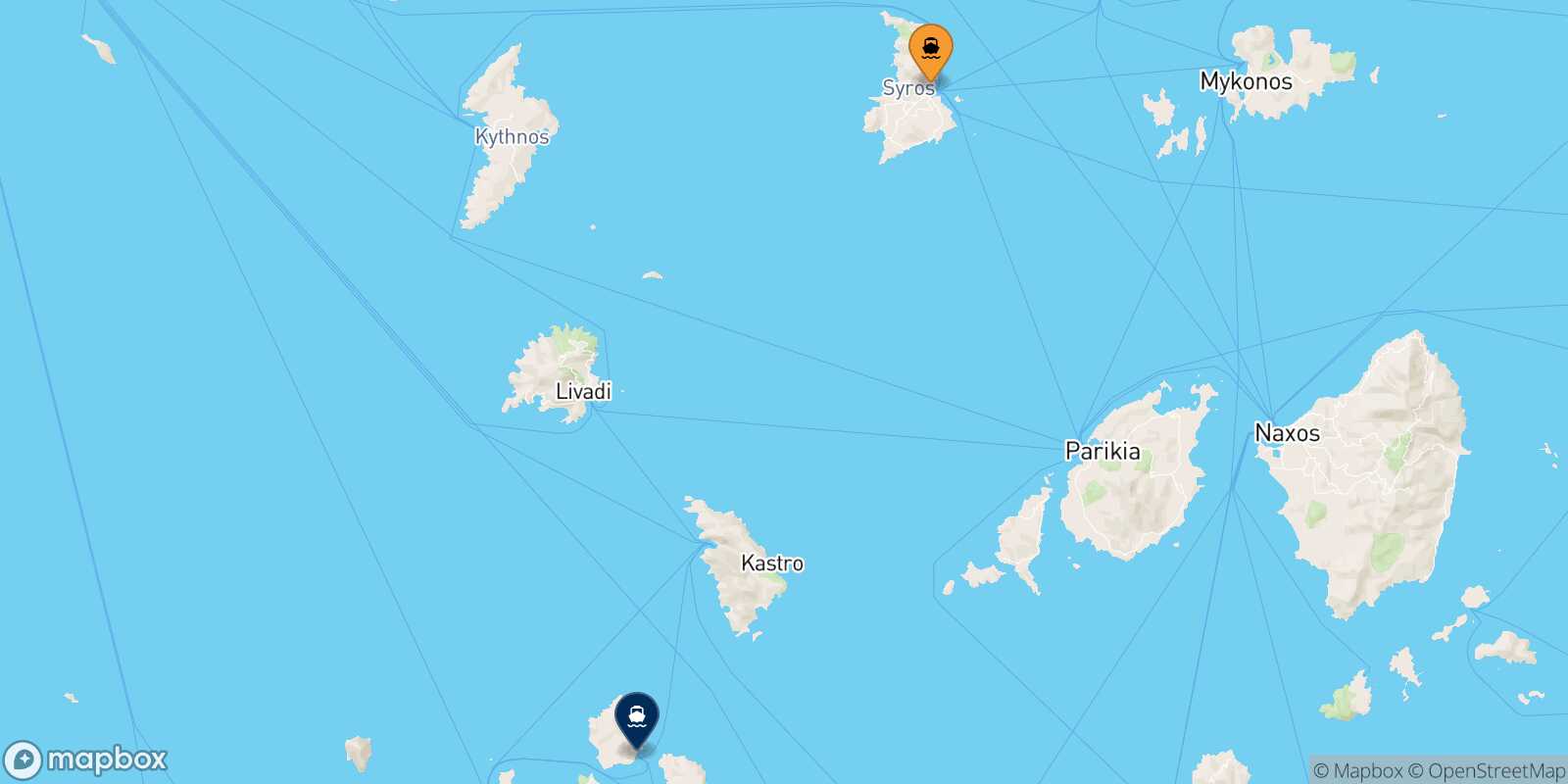 Syros Kimolos route map