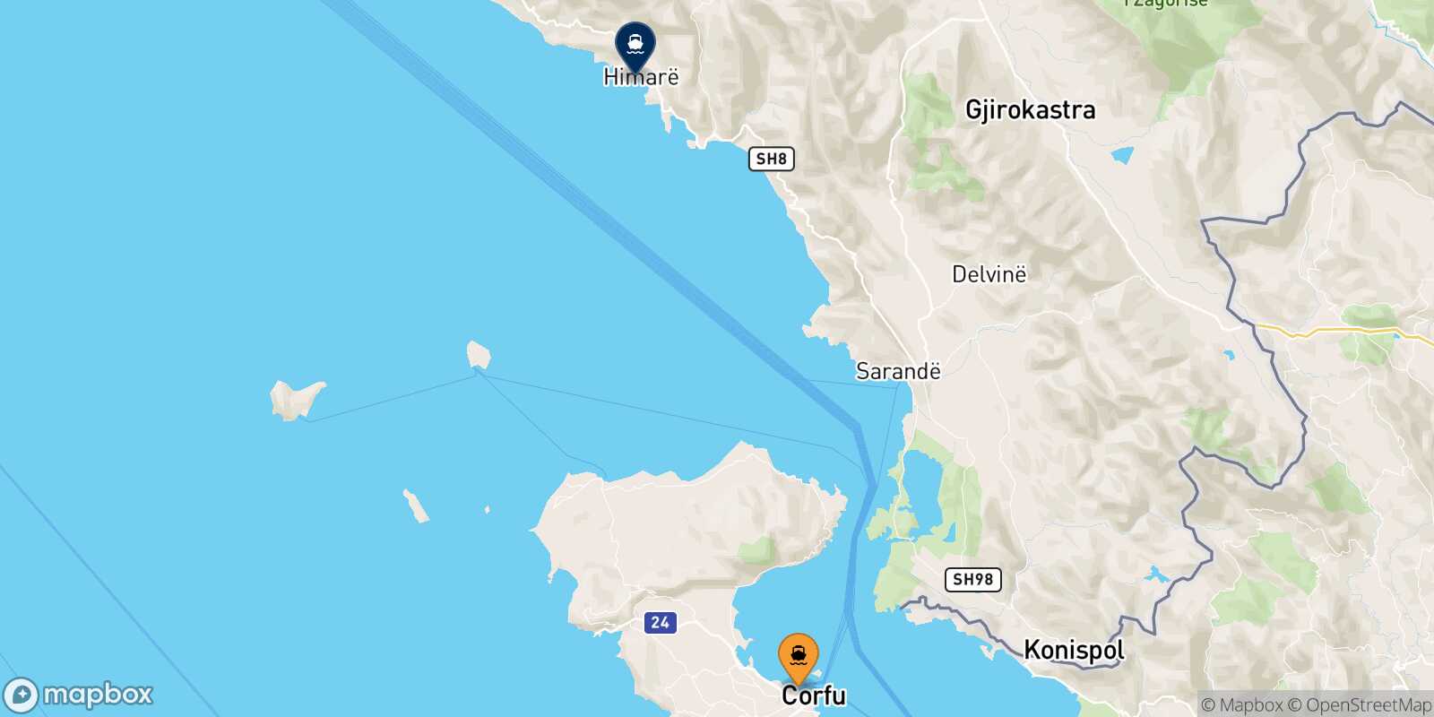 Map of the ports connected with  Himare