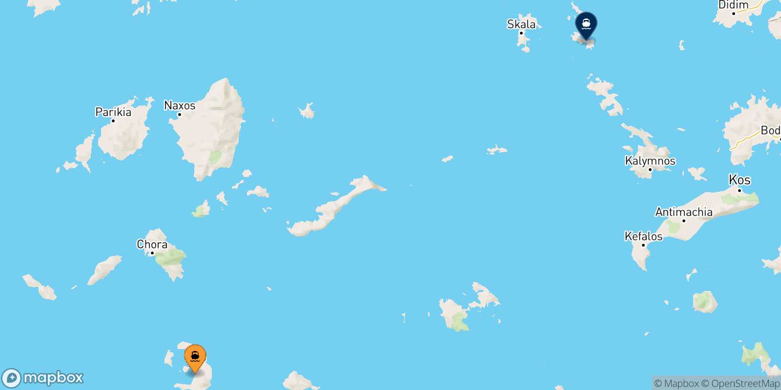 Thira (Santorini) Lipsi route map