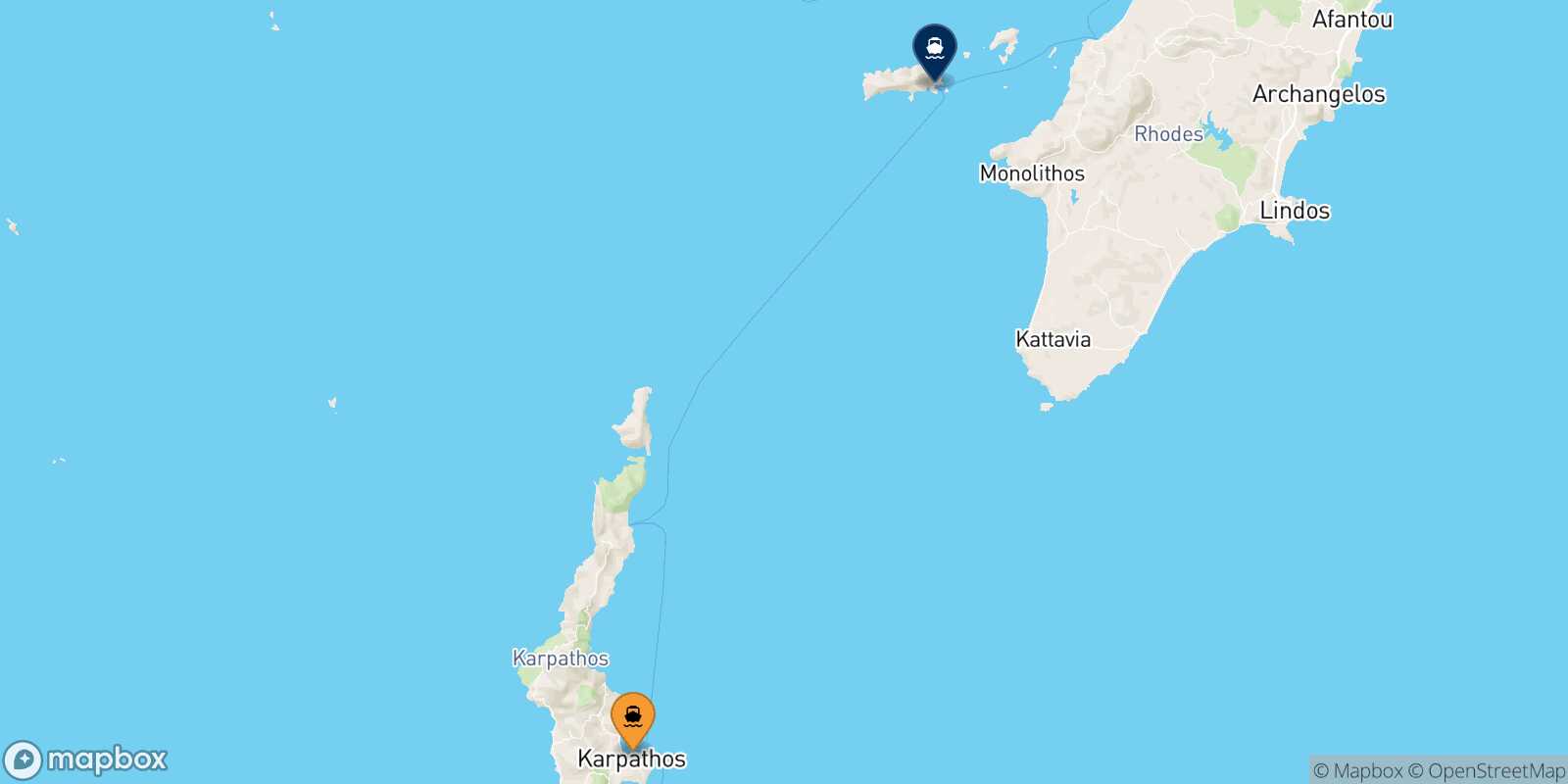 Diafani (Karpathos) Chalki route map