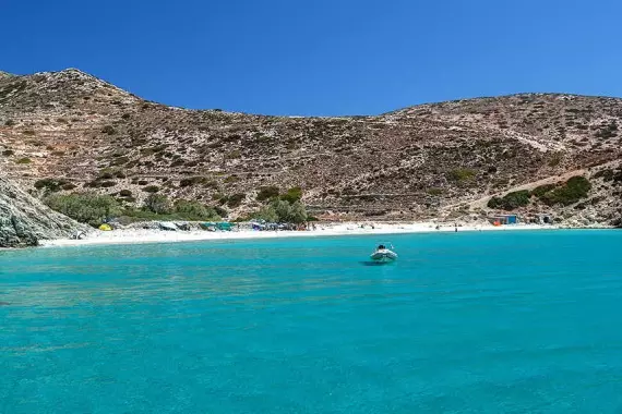 View of blue sky and sea in Donoussa, in the Cyclades