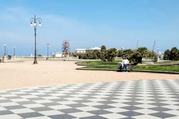 View of the Mascagni terrace, Livorno, Italy.