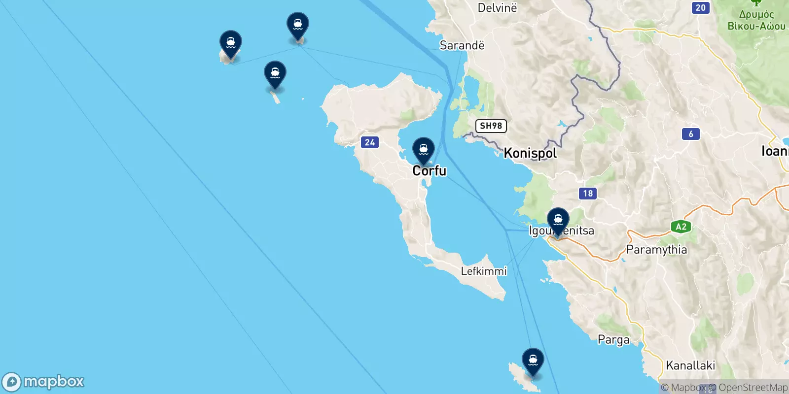 Kerkyra Lines destinations map