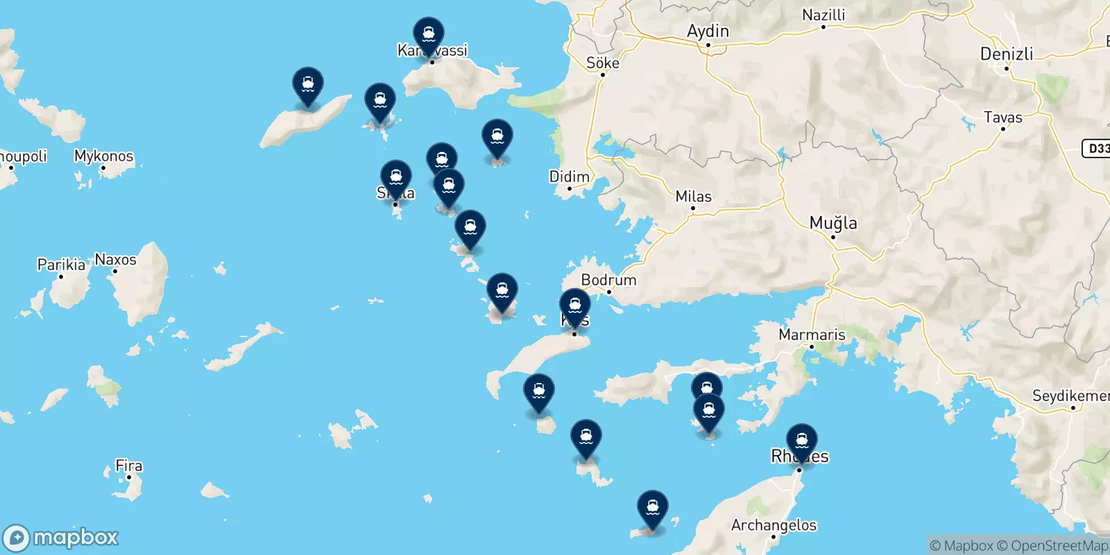 Dodekanisos Seaways destinations map