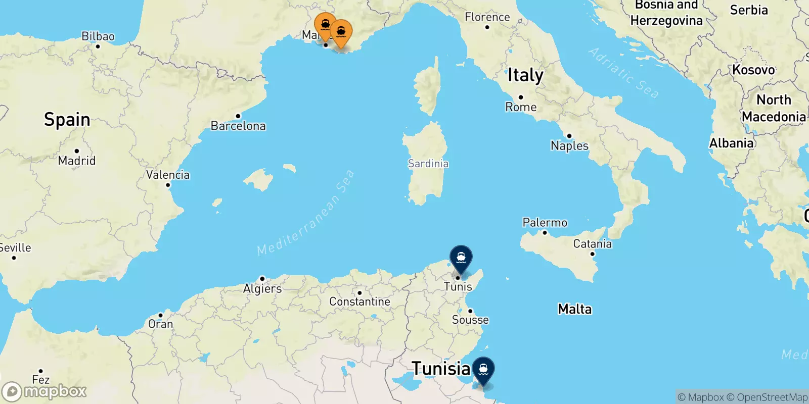 Ferries from France to Tunisia