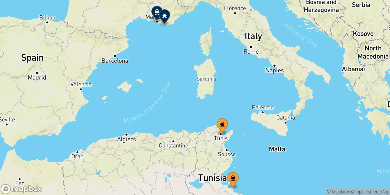 Ferries from Tunisia to France