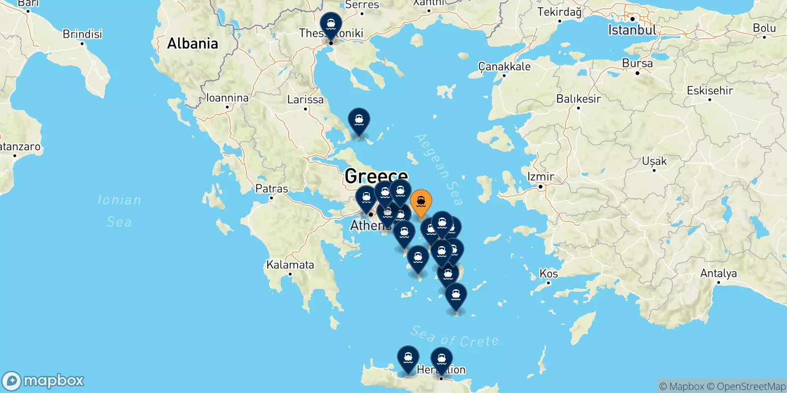 Ferries from Andros to Greece