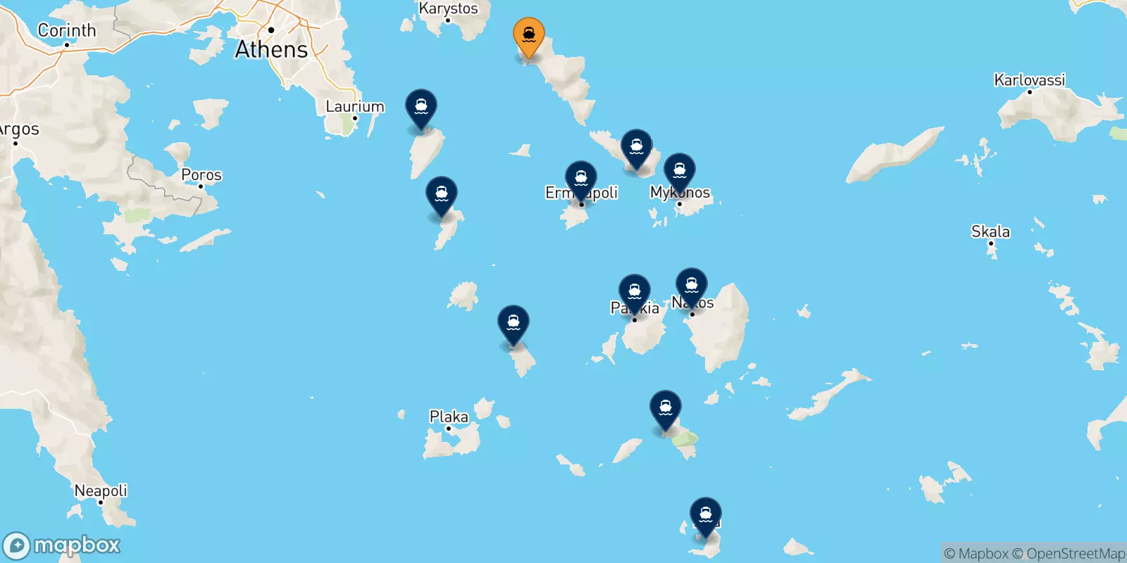 Ferries from Andros to the Cyclades Islands