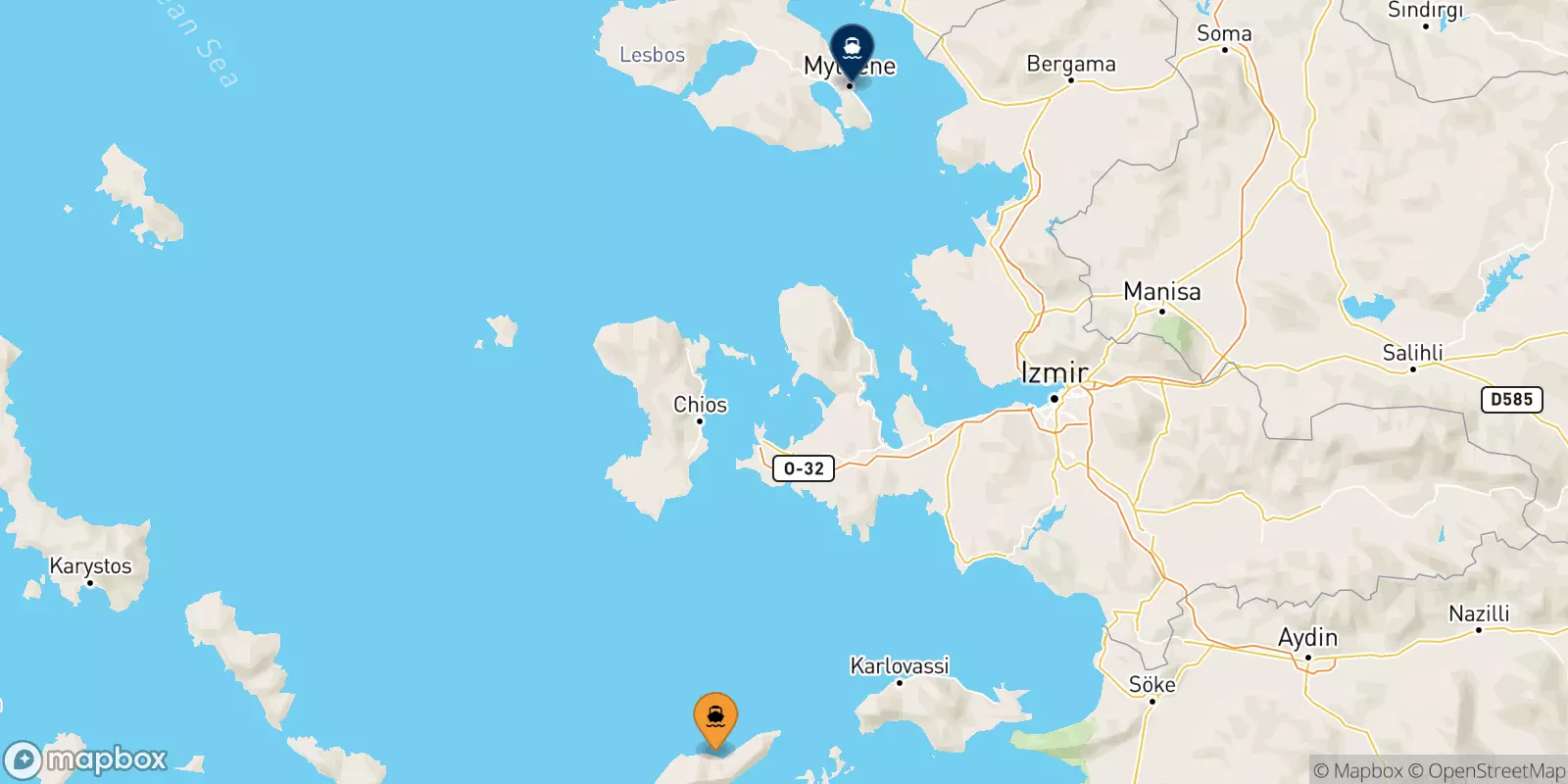 Ferries from Evdilos (Ikaria) to Mytilene (Lesvos)