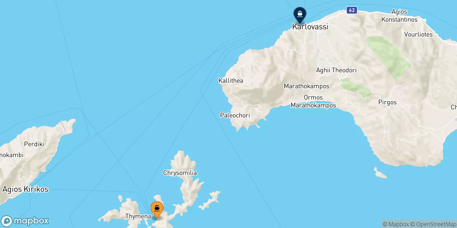 Ferries from Fourni to Pythagorio (Samos)