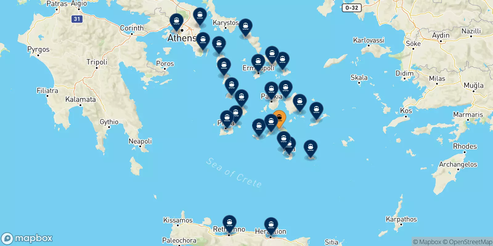 Ferries from Ios to Greece