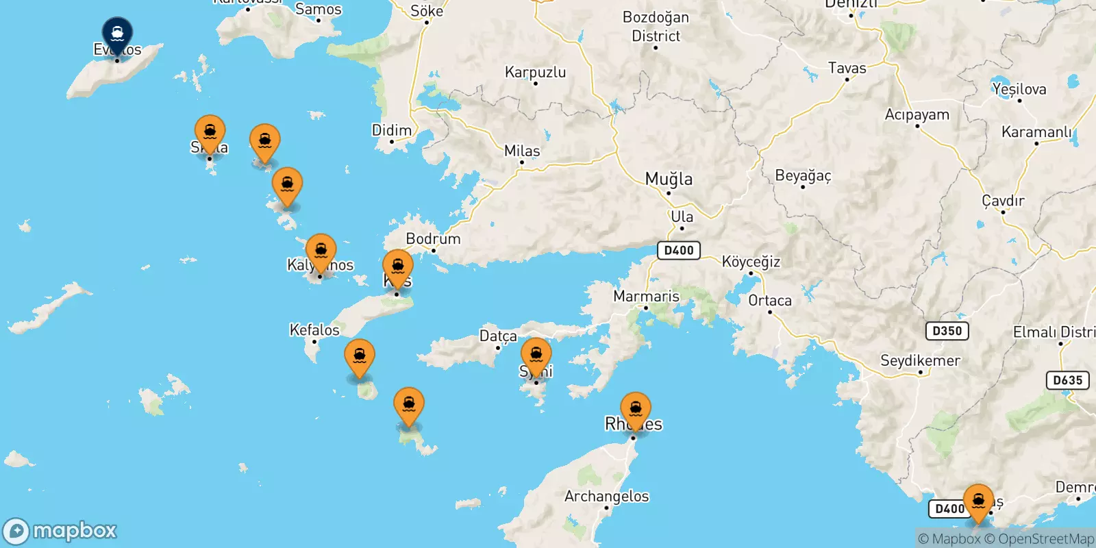 Ferries from the Dodecanese Islands to Agios Kirikos (Ikaria)