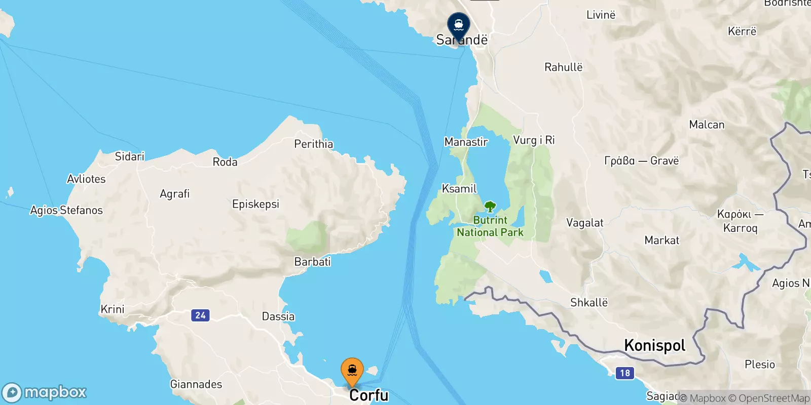 Ferries from the Ionian Islands to Saranda