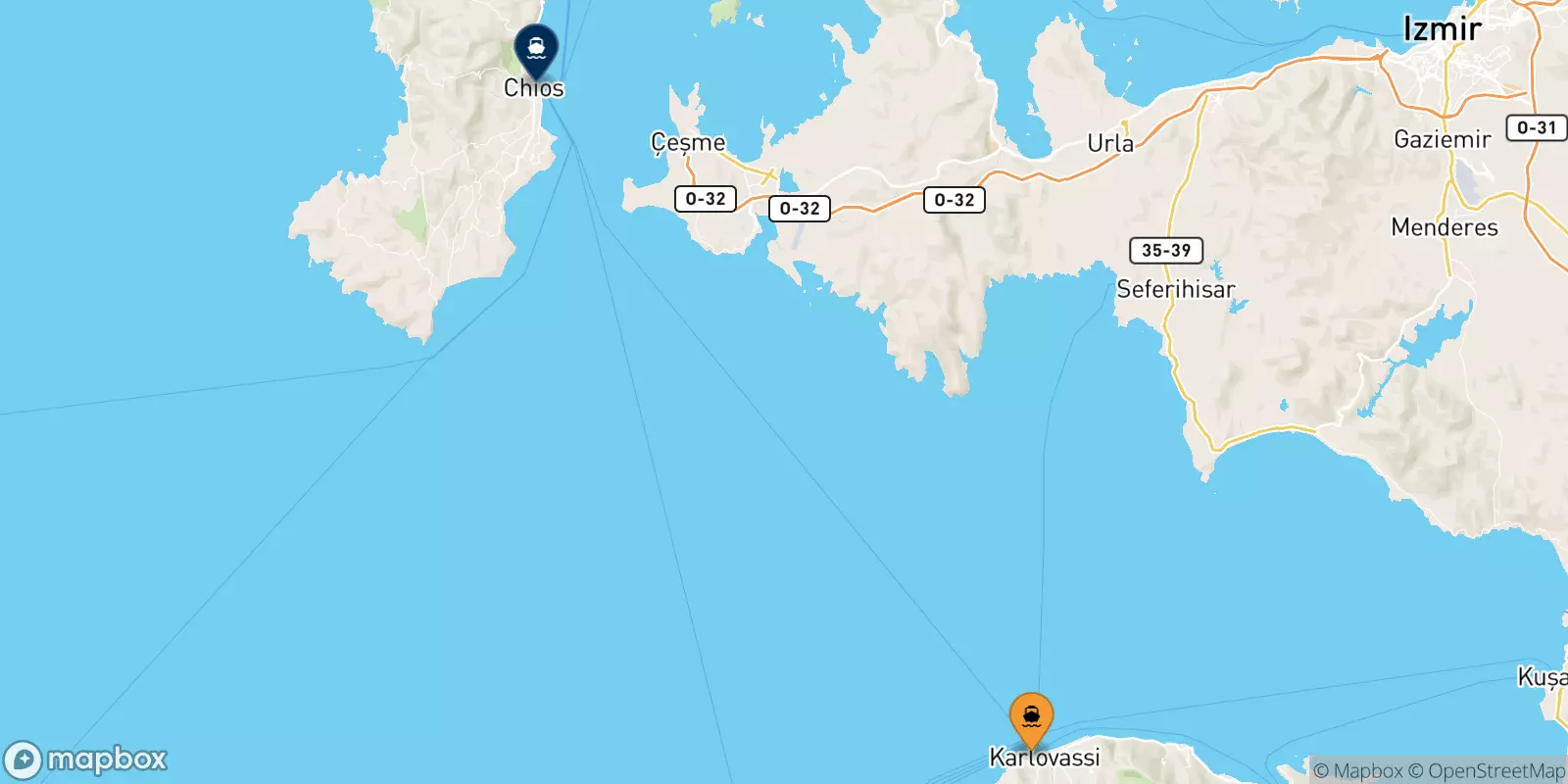 Ferries from Karlovassi (Samos) to Chios