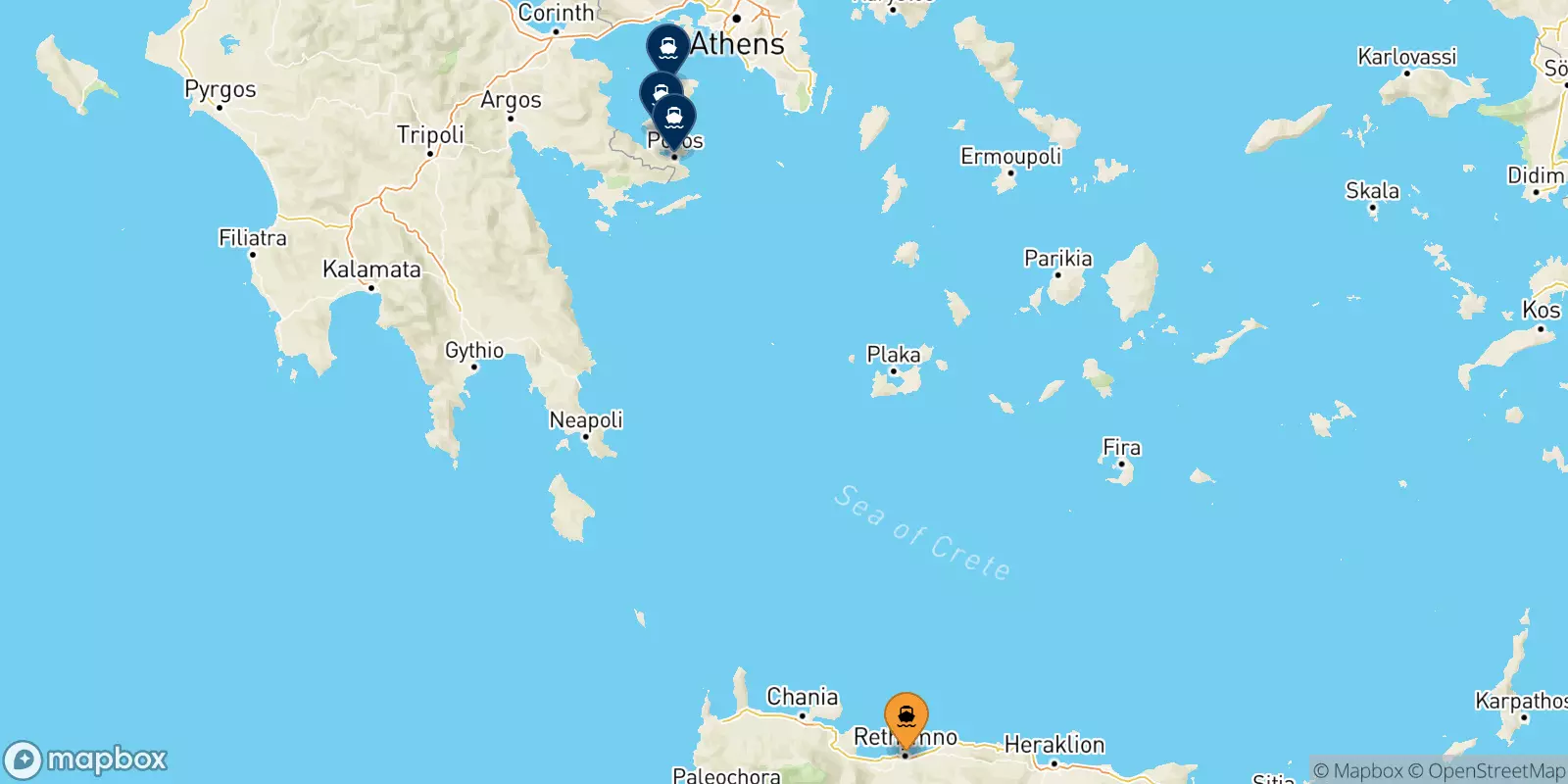 Ferries from Myli (Agistri) to the Saronic Islands