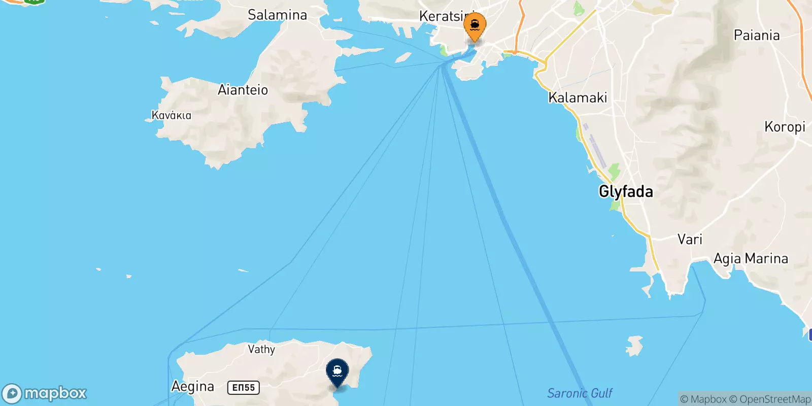 Ferries from Piraeus to Agia Marina (Aegina)