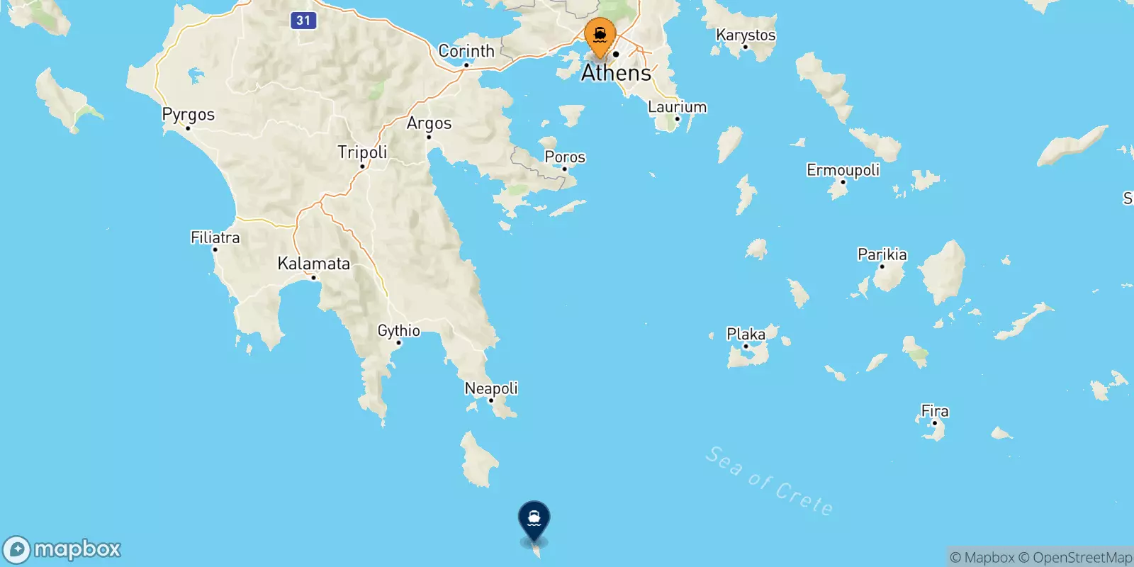 Ferries from Piraeus to Antikythira