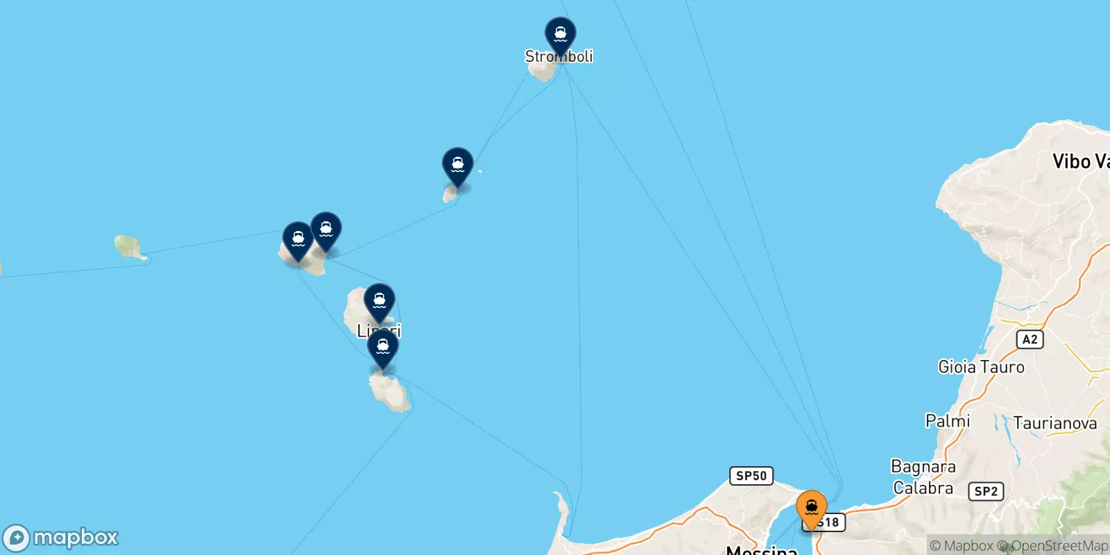 Ferries from Reggio Calabria to the Aeolian Islands