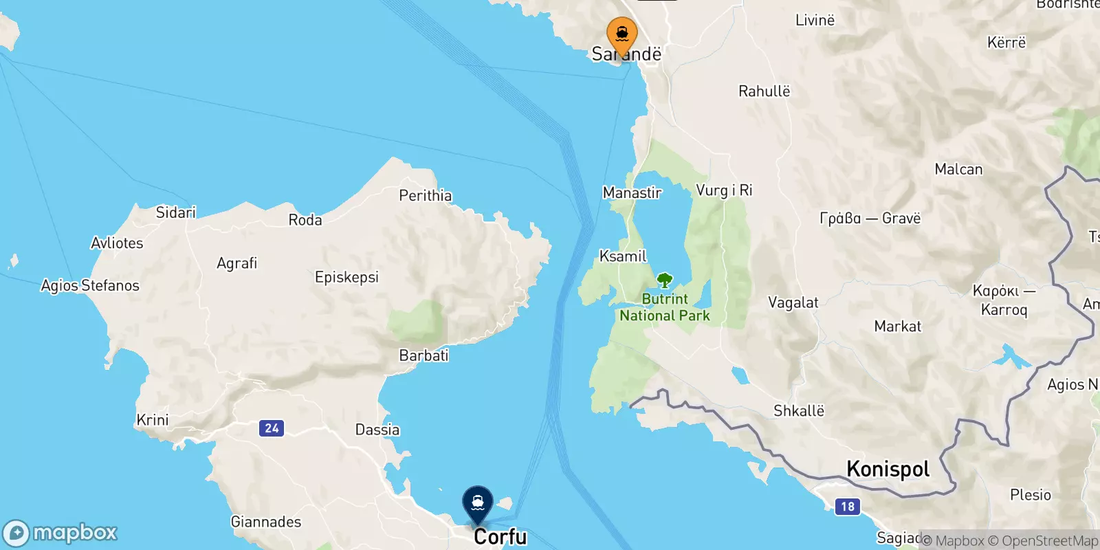 Ferries from Saranda to the Ionian Islands