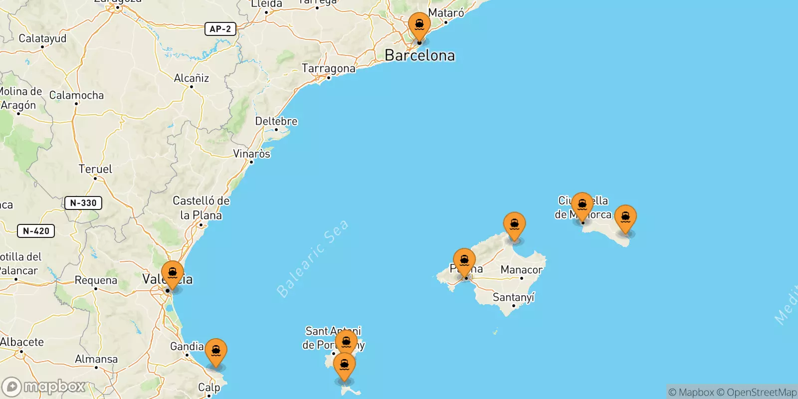 Ferries from Spain to the Balearic Islands