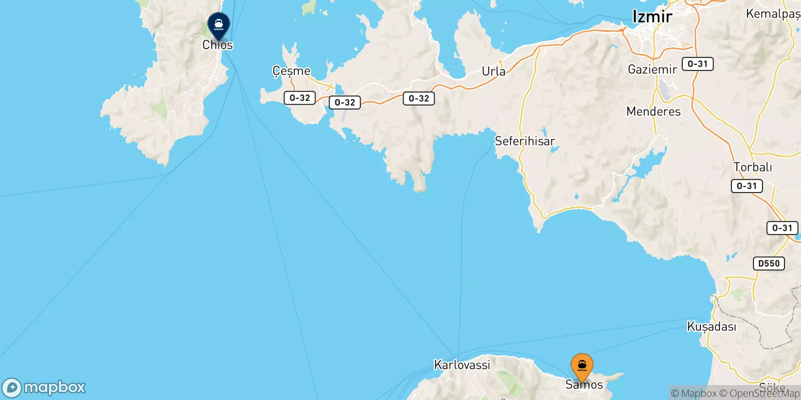 Ferries from Vathi (Samos) to Chios