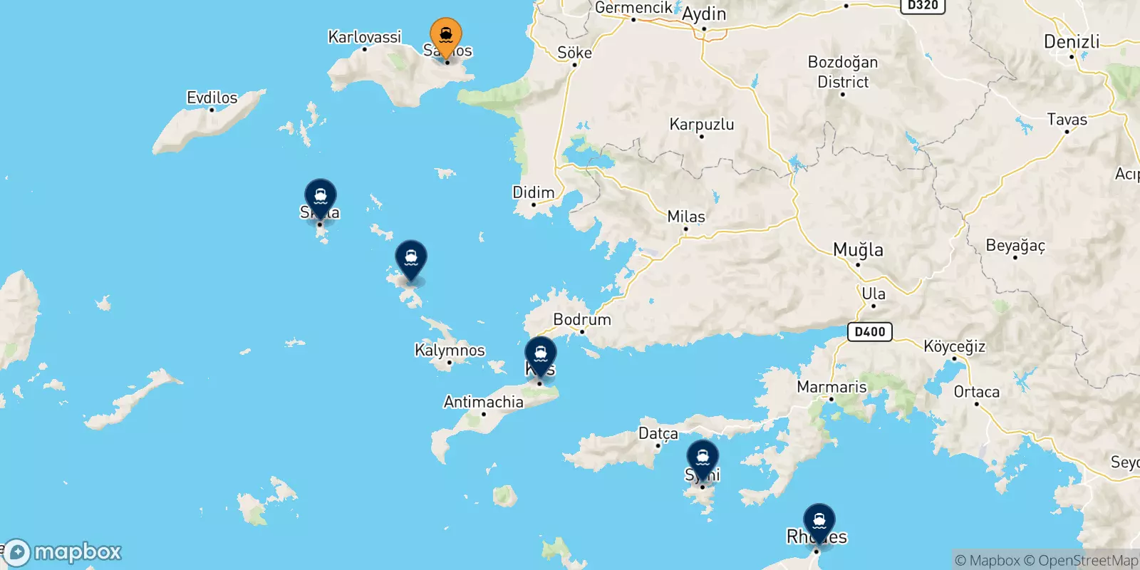 Ferries from Vathi (Samos) to the Dodecanese Islands