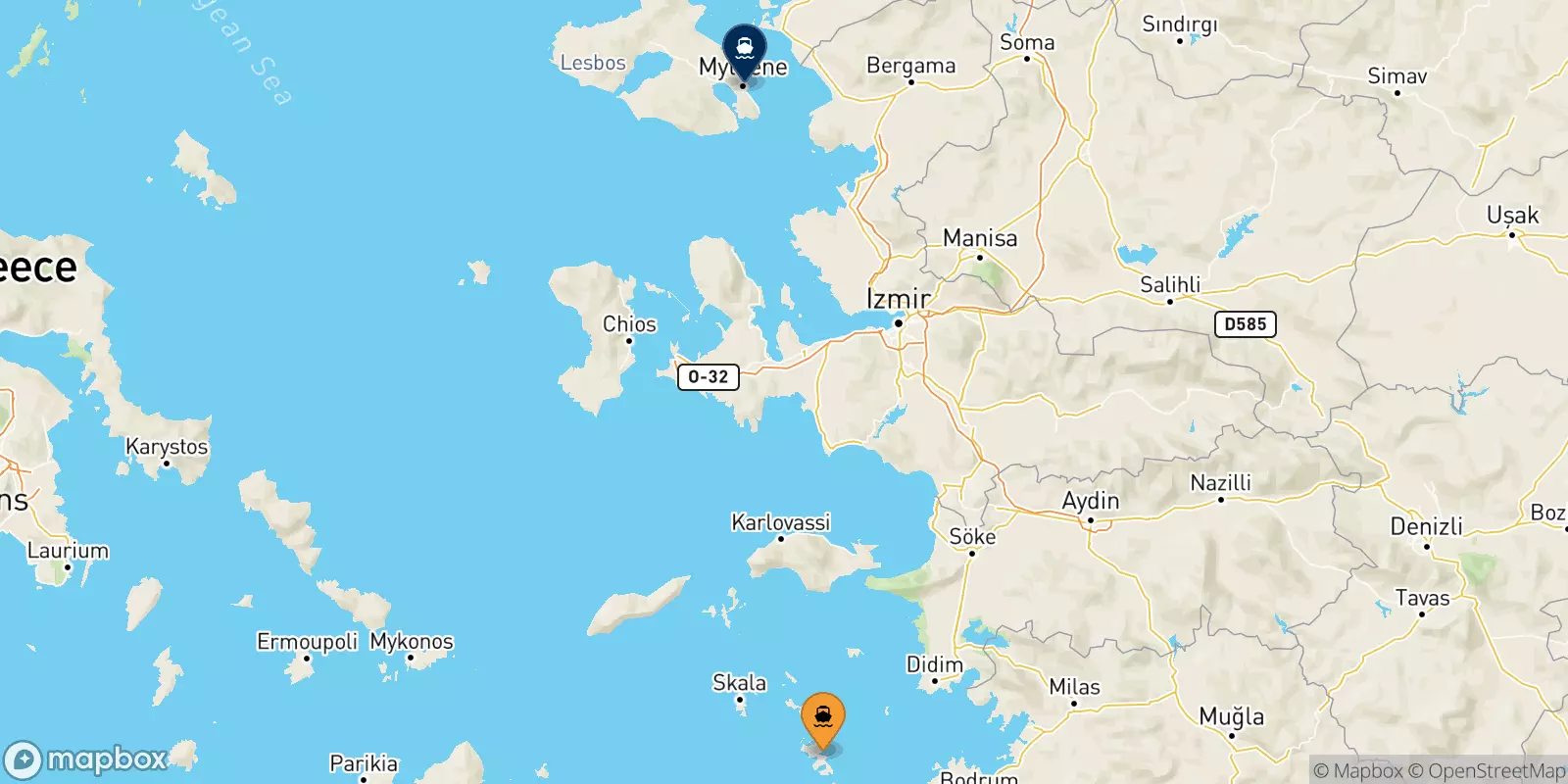 Ferries from Leros to Mytilene (Lesvos)