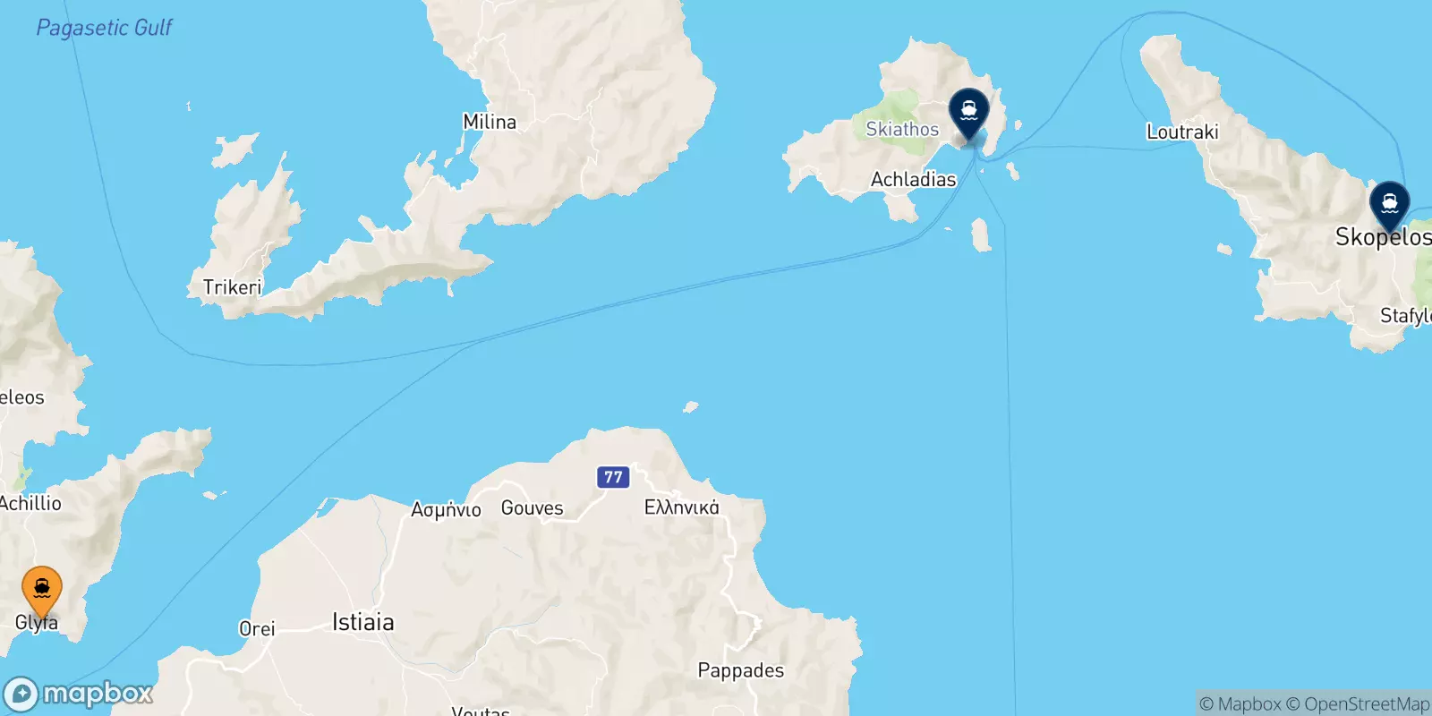 Ferries from Glyfa to the Sporades Islands