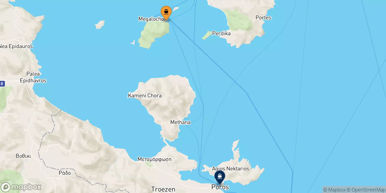 Ferries from Agistri to Poros