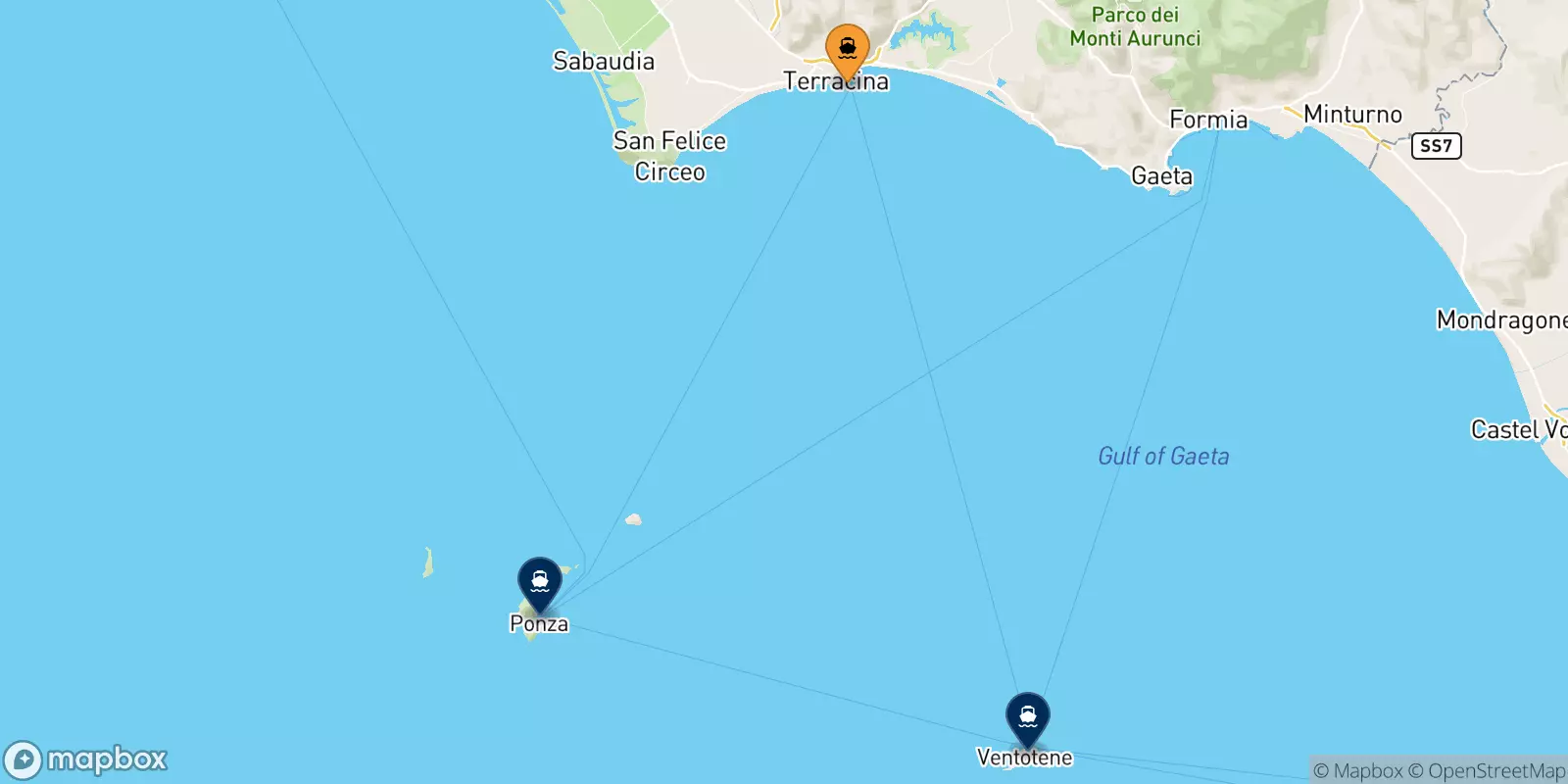 Ferries from Terracina to the Pontine Islands