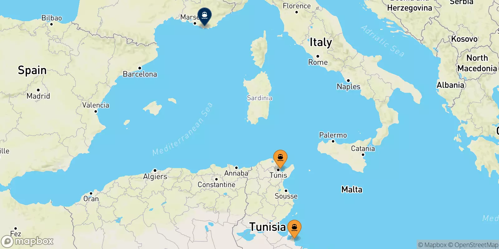 Ferries from Tunisia to Toulon