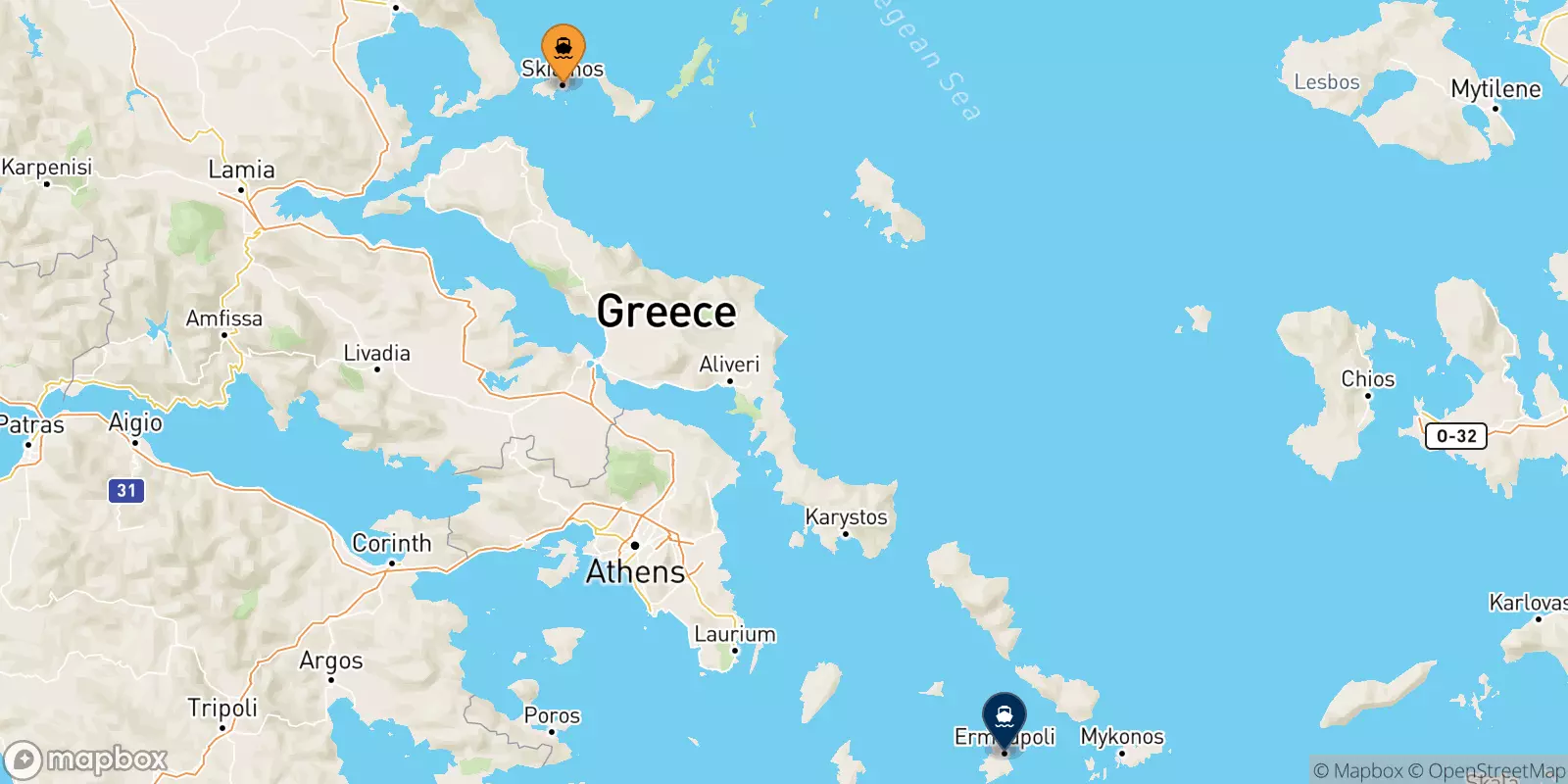 Ferries from the Sporades Islands to Syros