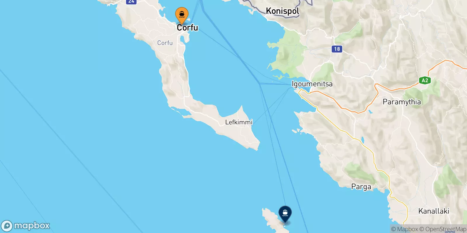 Ferries from Corfu to Paxos