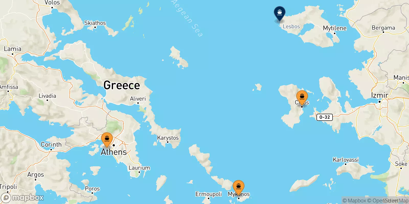 Ferries from Greece to Sigri (Lesvos)