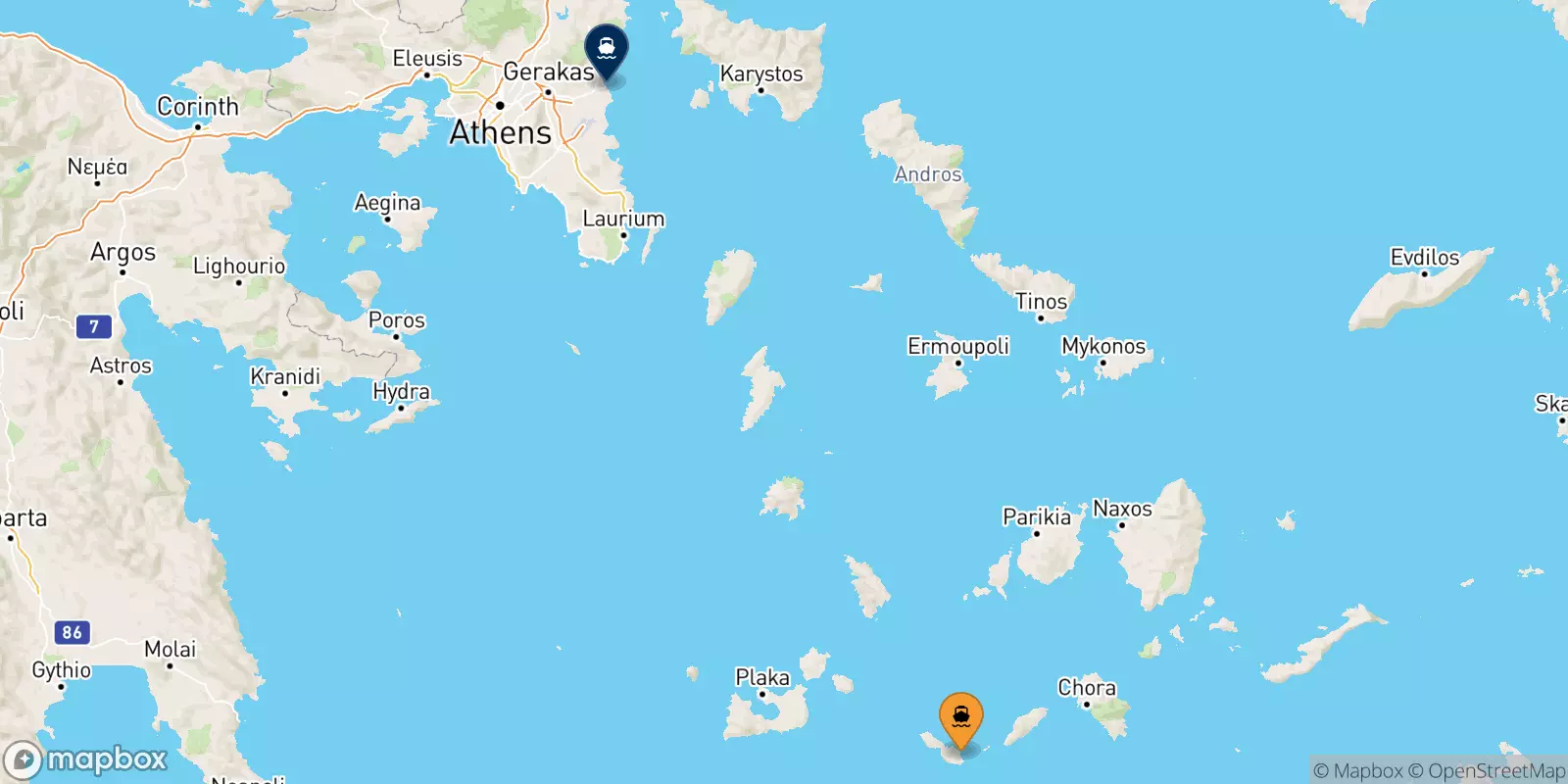 Ferries from Folegandros to Rafina