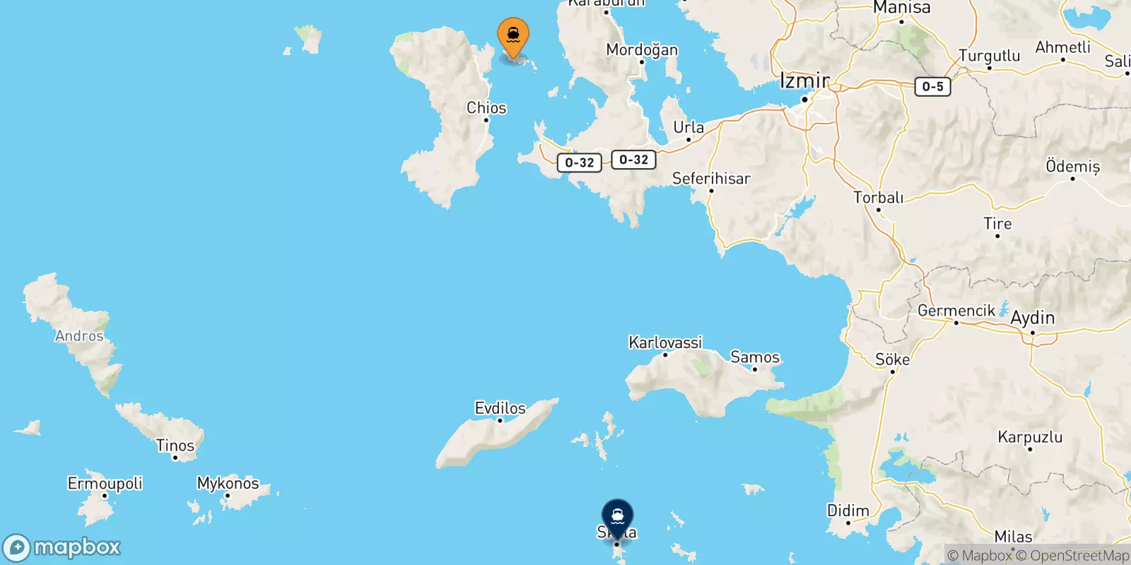 Ferries from Inousses to Patmos