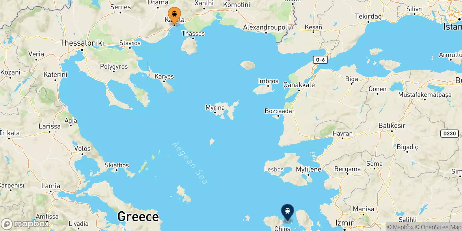 Ferries from Kavala to Inousses