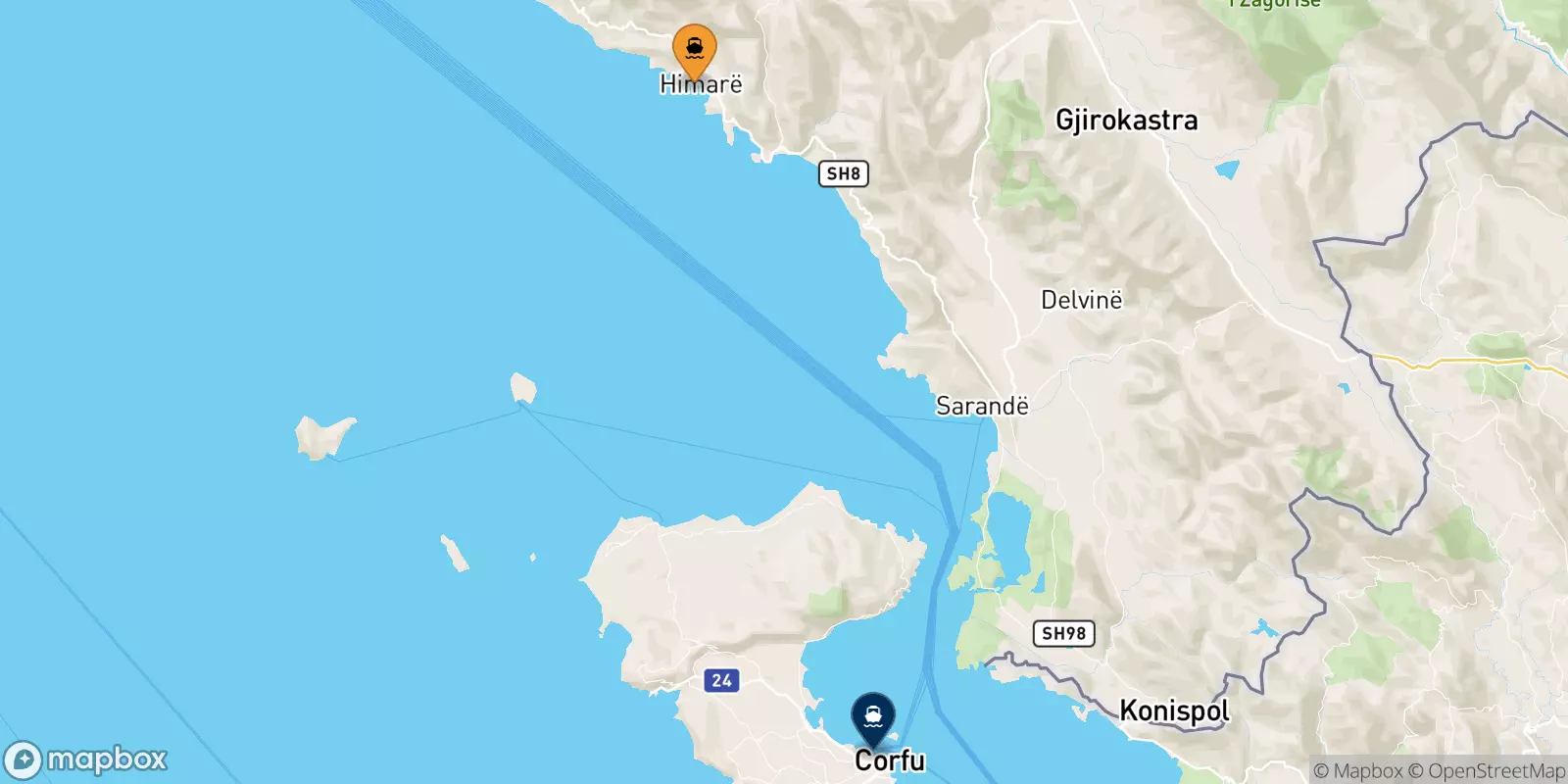 Ferries from Himare to Corfu